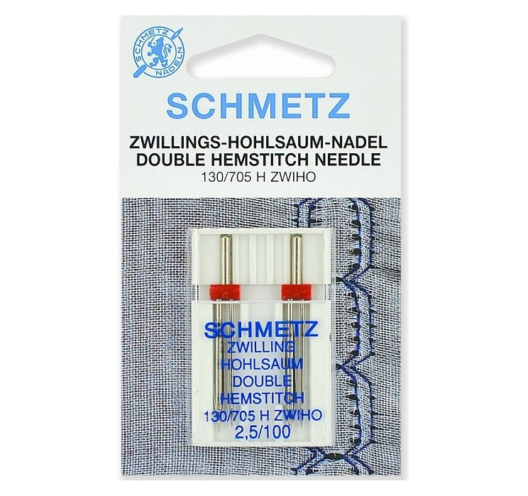 Иглы Schmetz для мережки двойные №100/2.5, 2 шт.